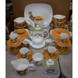 A JG Meakin Studio coffee and part dinner set, comprising coffee cups, saucers, side plates,