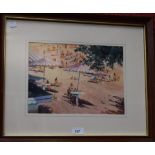 Michael Crawley Copacabana Beach, Brazil signed, watercolour, 32.