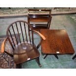 An Ercol style child's rocking chair; a 20th century oak occasional table;