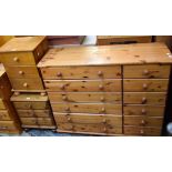 A 20th century pine chest of six long and six short drawers, 117.