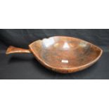 Treen - a scoop or bowl, fishtail handle,