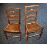 A 19th century oak side chair, plank seat,