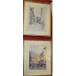 EAB Stonegate, York monogrammed, watercolour; Frank L Emanuel, Rue Des Augustines, La Rochelle,