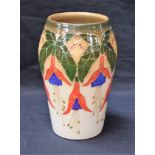 A Dennis China Works baluster vase, Fuchsia pattern, trial piece, monogrammed, dated 2001,