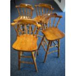 A set of four oak bar stools, Rushworths of Shrewsbury,
