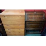 An early 20th century oak bureau;