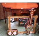 A reproduction mahogany shaped demi lune side table,