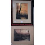 Canadian School A pair, Woodland Scenes pastels, 35cm x 25cm and 35.