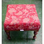 A George IV mahogany foot stool, red upholstery, 36cm wide, 38cm deep,