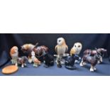 Ceramics - animal models including Lovatts Fox, black glaze; a Sylvac Cat,