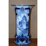 A large Delft blue and white vase