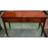 A mahogany side table, 'crossbanded' rectangular top above a pair of frieze drawers,