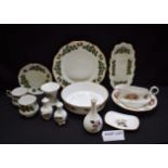 Ceramics - a Queens China Rose pattern part dinner service, including dinner plates, side plates,