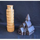 A matchstick model, of the Leaning Tower of Pisa; another,