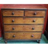 A Victorian mahogany chest of two short over three long graduated drawers,