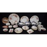 Ceramics - Royal Crown Derby Posies pattern trinket dishes, cups and saucers, miniature jug,