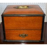 A late 19th century oak collector's cabinet, swing carrying handle,
