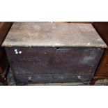 A pine blanket chest, hinged top above a long drawer,