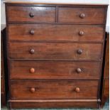 A Victorian mahogany chest of two short over four long graduated cockbeaded drawers, 136cm high,