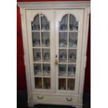 A 20th century French design painted pine bookcase/display cabinet,