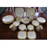 A Plant Tuscan China gilded part tea and dessert set including cake stand, cake plates,