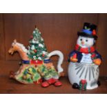 A novelty Waterford Holiday Heirloom ceramic snowman biscuit barrel, Wonderland Walk,