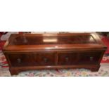 An early 20th century mahogany blanket chest, hinged top above two short drawers,