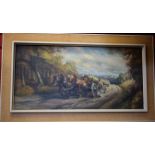 Rietberg (20th century) Horse Drawn Wagon Carrying Felled Trees oil on canvas, signed,