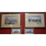C Duncan A pair, Fishing Vessels signed, oils on board, 19cm x 11cm; English School, a pair,