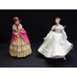 A Royal Doulton ceramic figure, A Victorian Lady, HN727; another, Nancy,