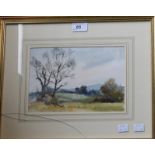 Barbara Crowe RI Oaks in Winter, Abinger Hammer signed, watercolour,