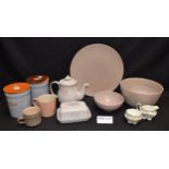 Ceramics - a Denby part tea service, comprising teapot, cups, saucers,