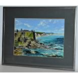 M. J. Lyons Dunluce Castle, Co. Antrim signed and titled to verso, oil on board, 26.