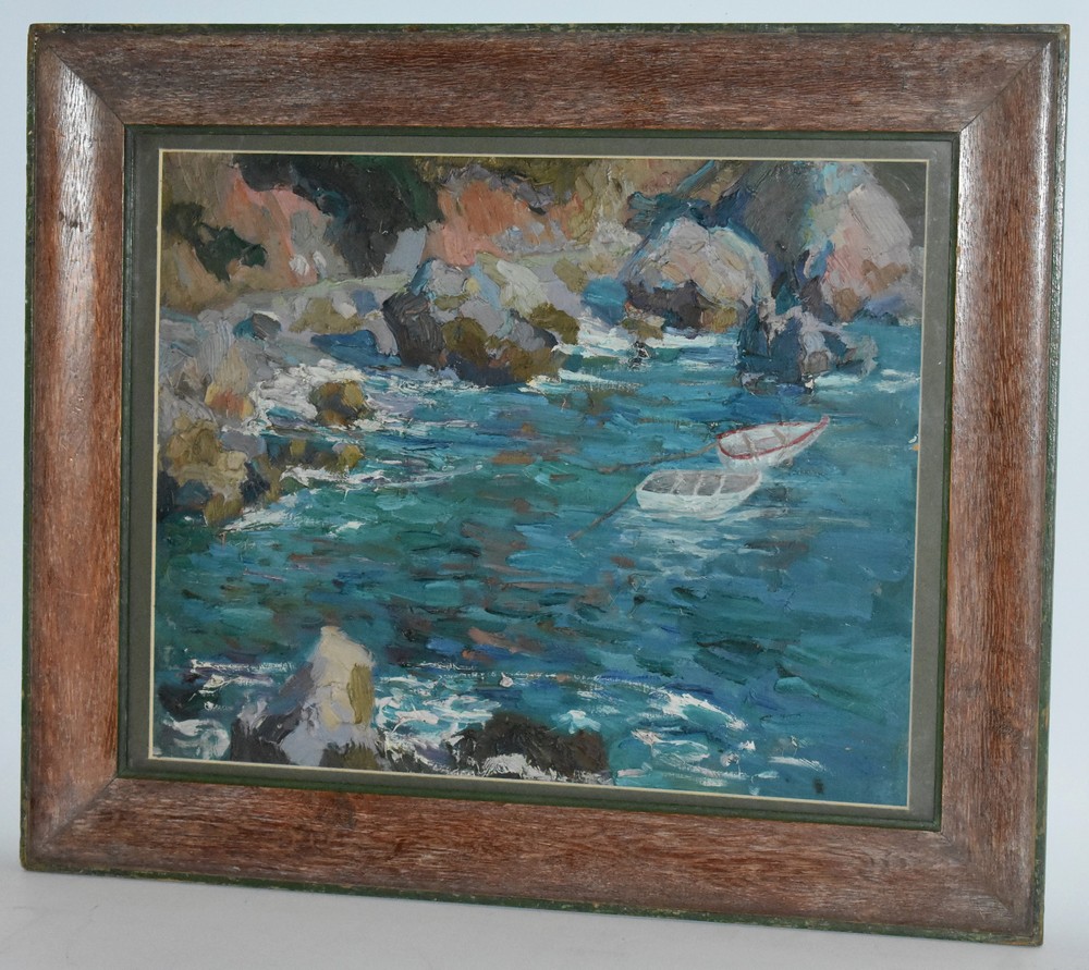 Impressionist School (mid 20th century) Lamorna Cove titled to verso, oil on board, 26.