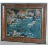 Impressionist School (mid 20th century) Lamorna Cove titled to verso, oil on board, 26.