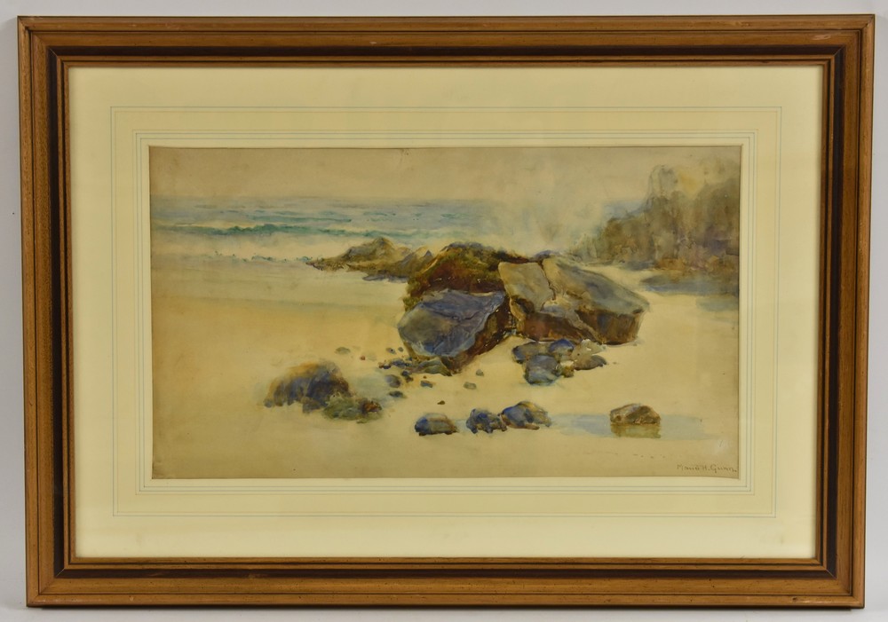 Maud H Gunn Sand, Stone, and Sea signed, watercolour,