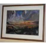Stephen Stringer Sunset panorama, signed, mixed media,