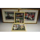 Formula 1 - a framed photograph of Johnny Herbert, Lotus 107C followed by Michael Schumacher,