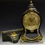 An Eluxa Japanned bracket clock, gilt mounts, enamelled dial, Roman numerals, pinched waist.