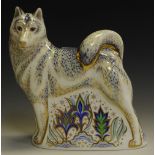 A Royal Crown Derby paperweight, Husky,