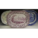 An early 20th century decorative meat plate depicting an 18th century gallant and his beau amongst