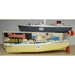 Toys - Triang clockwork cargo ship HMS Ocean trading, boxed; another,