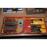 A Trix 00 gauge train set, 0-4-0 locomotive and tender, Fitchley, BR green and black livery coaches,