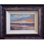 Rob Ford Sunset Across the Water, An Impression, signed, oil on board,