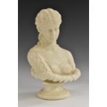 A 19th century Parian bust of Clytie, emerging from a sunflower, modelled after C Delpeche,