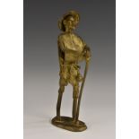 Asian School (20th century), a gilt patinated bronze, of an elderly Japanese peasant,