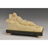 After Lorenzo Bartolini, a Grand Tour alabster sculpture, Venus Reclining,