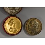 Medallions, GB, AE, 1694 Death of Queen Mary, dipped in high carat gold, 43mm,