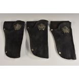A Turkish leather holster, applied with insignia,