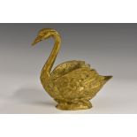 A French bronze vide poche, cast as a swan, 15.